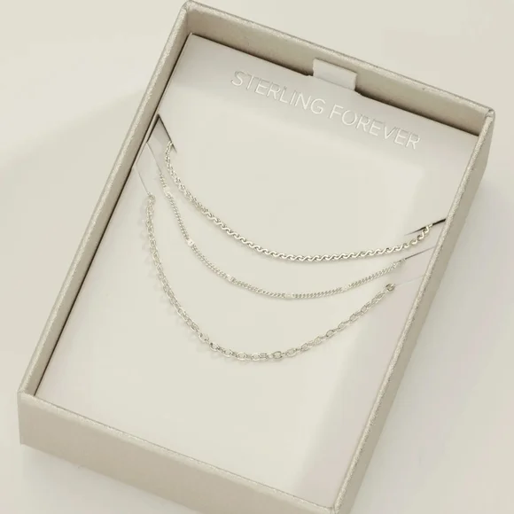 New Sterling Forever 3 Layered Necklace - Picture 4 of 4